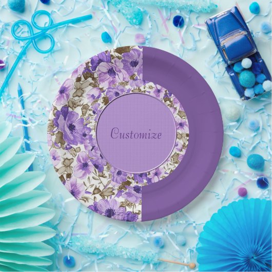  Paars en Witboek Borden 5 Papieren Bordje (Feest)