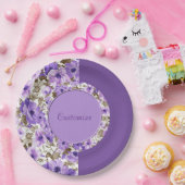 Paars en Witboek Borden 5 Papieren Bordje (Feest)