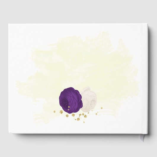paars en witte bloemen gouden botanische gouden bl gastenboek (Achterkant)