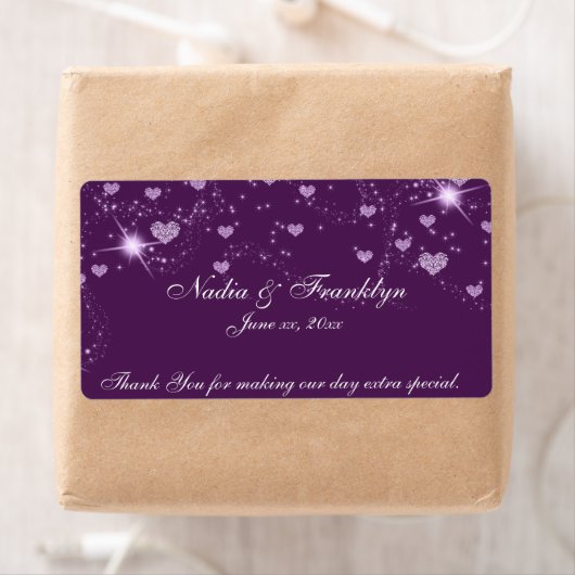 Paars en Witte Bruiloft, Bedankt Wijnetiket Etiket (Insitu)