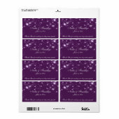 Paars en Witte Bruiloft, Bedankt Wijnetiket Etiket (Full Sheet)