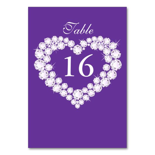 Paars- en witte diamantharttabel kaart (Achterkant)