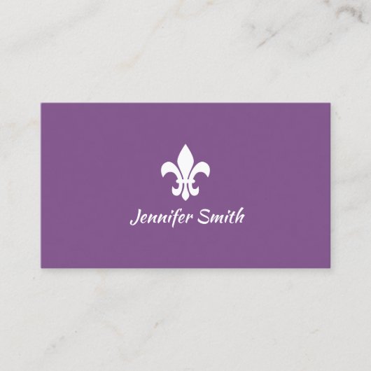 Paars en Witte Fleur de Lis Visitekaartje (Voorkant)