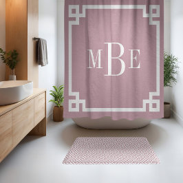 Paars en Witte Griekse Sleutel | Monogram Douchegordijn