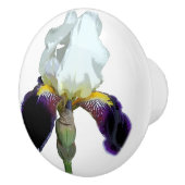 Paars en Witte Iris Keramische Ladeschijf Knop (Rechts)