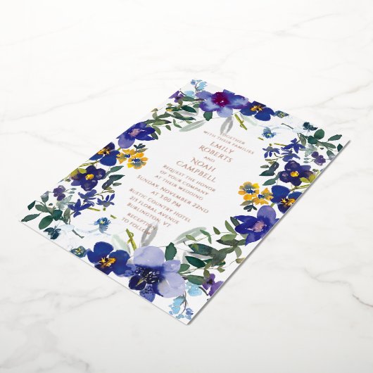 Paars en witte orchidee Waterverf Folie Uitnodiging (Gedraaid)