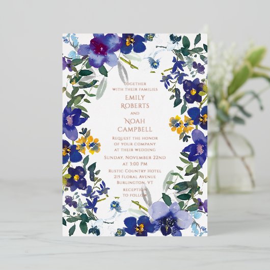 Paars en witte orchidee Waterverf Folie Uitnodiging (Staand Voorkant)