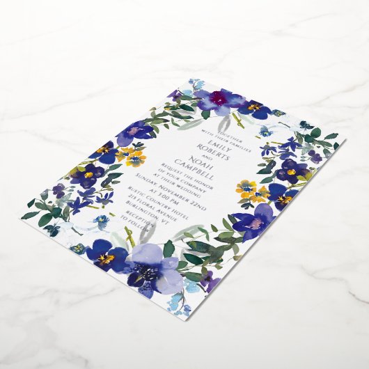 Paars en witte orchidee Waterverf Folie Uitnodiging (Gedraaid)