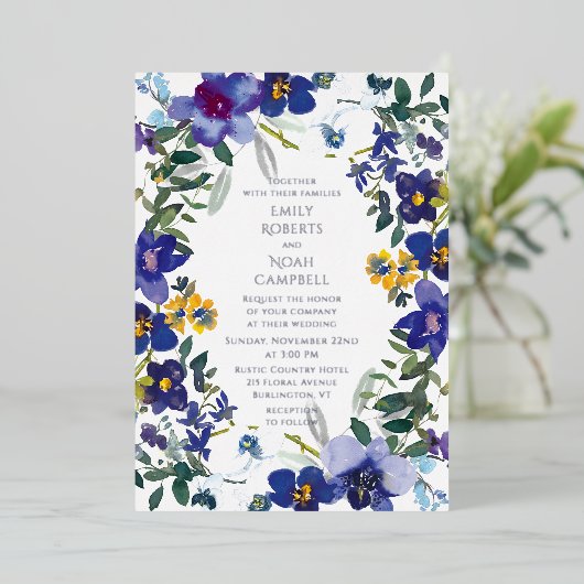 Paars en witte orchidee Waterverf Folie Uitnodiging (Staand Voorkant)