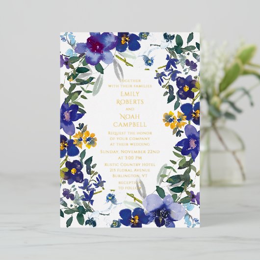 Paars en witte orchidee Waterverf Folie Uitnodiging (Staand Voorkant)