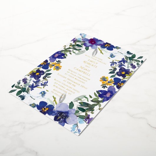 Paars en witte orchidee Waterverf Folie Uitnodiging (Gedraaid)