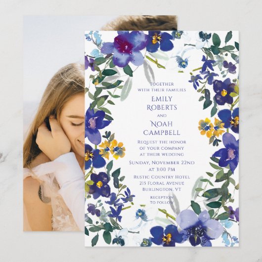 Paars en witte orchidee Waterverf Kaart (Voorkant / Achterkant)