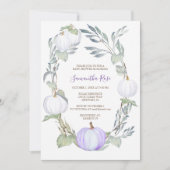 Paars en WITTE PUMPKIN Greenery Baby shower Kaart (Voorkant)