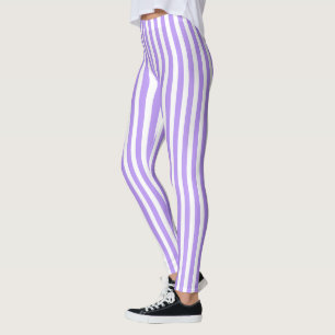 Paars en witte snoepjes strepen leggings