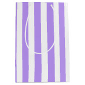 Paars en witte snoepjes strepen medium cadeauzakje (Voorkant)