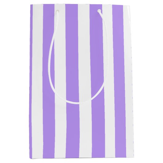 Paars en witte snoepjes strepen medium cadeauzakje (Voorkant)