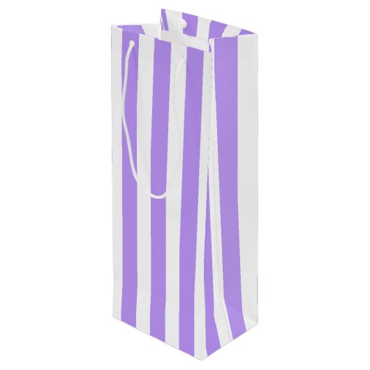 Paars en witte snoepjes strepen wijn cadeautas (Achterkant Gekanteld)
