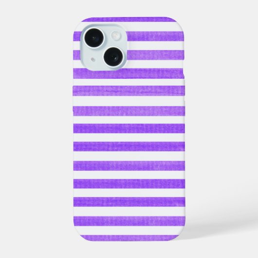 Paars en witte streep iPhone 15 case (Achterkant)