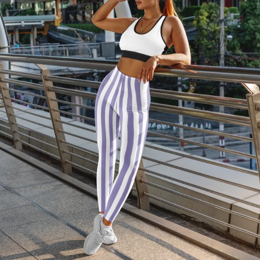 Paars en witte streep leggings