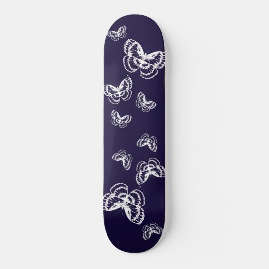 Paars en Witte Vlinders Patroon Persoonlijk Skateboard (Voorkant)