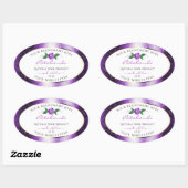 Paars- en witwaslabels Roos-ventilator Ovale Sticker (Vel)