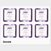 Paars- en witwaslabels Roos-ventilator Vierkante Sticker (Vel)