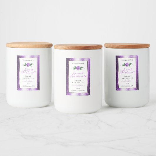 Paars- en witwaslabels Roos-ventilator Voedselcontainer Etiket (Flessen)