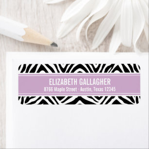 Paars en zebraprint retouradres etiket