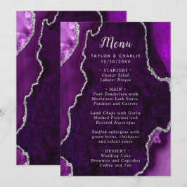 Paars en Zilver Agaten Huwelijksmenu Menu