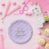 Paars en zilver - Baby shower Papieren Bordje (Feest)