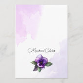 Paars en zilver bloemig-thema ivoor  menu (Achterkant)