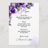 Paars en Zilver Bloemig Thema Ivory Menu (Voorkant)