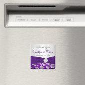 Paars en Zilver Damast Trouw Favoriet Magneet (Insitu (Vaatwasser))