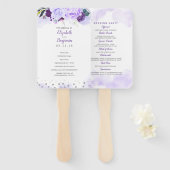 Paars en Zilver Elegant Bloemen Bruiloft Programma Handwaaier (Voorkant en achterkant)