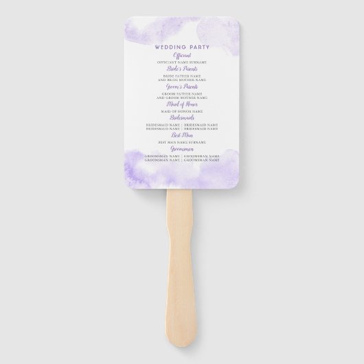 Paars en Zilver Elegant Bloemen Bruiloft Programma Handwaaier (Achterkant)
