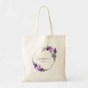 Paars en zilver Eucalyptus Bridesmaid Tote Bag