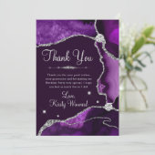 Paars en zilver Faux Glitter Agate Birthday Bedankkaart (Staand voorkant)