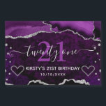 Paars en zilver Glitter Agate Marble 21st Birthday Sparkling Wijnetiket<br><div class="desc">Paarse en zilveren glitter Agate Marble met ruitvormig clipart</div>