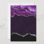Paars en Zilver Glitter Agate & Marmeren Bruiloft Kaart (Achterkant)