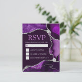 Paars en zilver Glitter Agate Sweet Sixteen RSVP Kaartje (Staand voorkant)