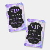 Paars en Zilver Glitter Agate Verjaardag VIP Badge (Voor- en achterkant)
