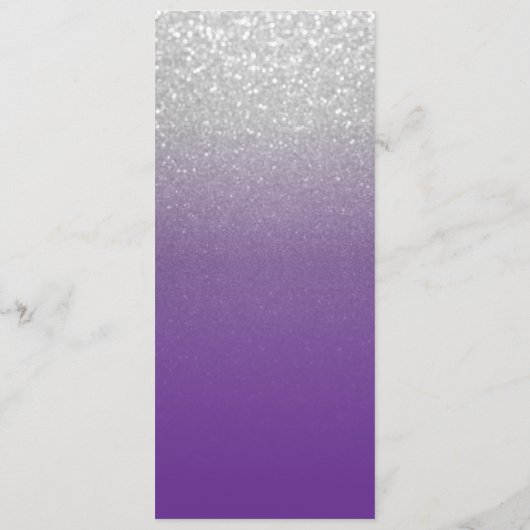 Paars en zilver Glitter-programma Programmakaart (Achterkant)
