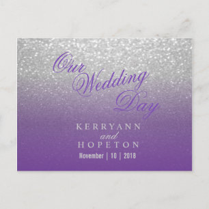 Paars en Zilver Glitters - RSVP Briefkaart