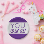 Paars en zilver je deed het Afstuderen Papieren Bordje (Feest)