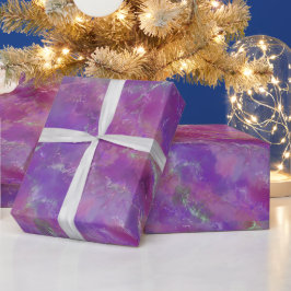 Paars en zilver marmerpatroon cadeaupapier