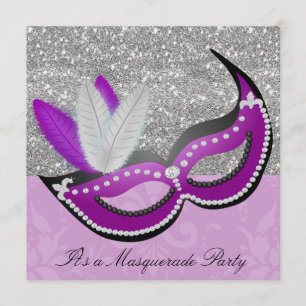Paars en zilver Masquerade Party Venetiaans Masker Kaart