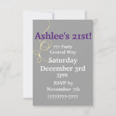 Paars en zilver met rode ballonnen kaart (Achterkant)