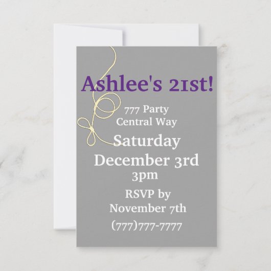 Paars en zilver met rode ballonnen kaart (Achterkant)