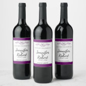 Paars en zilver Monogram Wijnlabel met schuifwiel Wijn Etiket (Flessen)