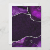 Paars en Zilver Nep Glitter Agate Bruidsdouche Kaart (Achterkant)